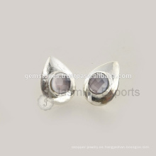 925 pendientes de plata de ley Stud Earrings, hecho a mano de piedras preciosas bisel Stud Earrings Jewelry Supplier